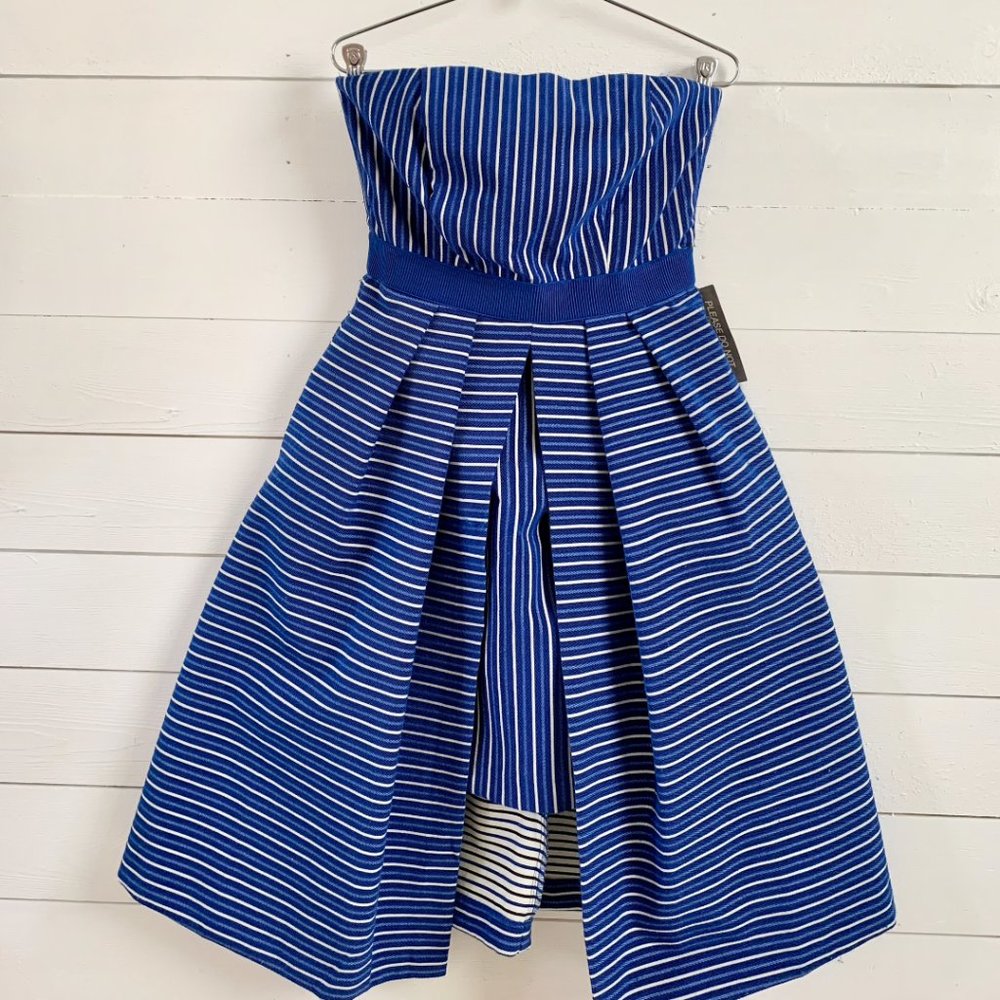 NWT Eva Mendez Striped Strappless Flare Dress